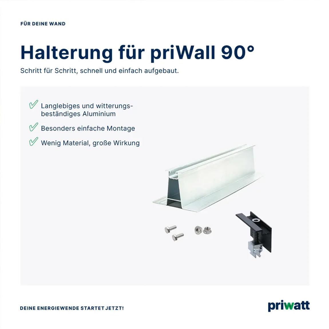 priwatt priWall 90° Duo - Fassaden Solarkraftwerk - Schwarz_Halterungen