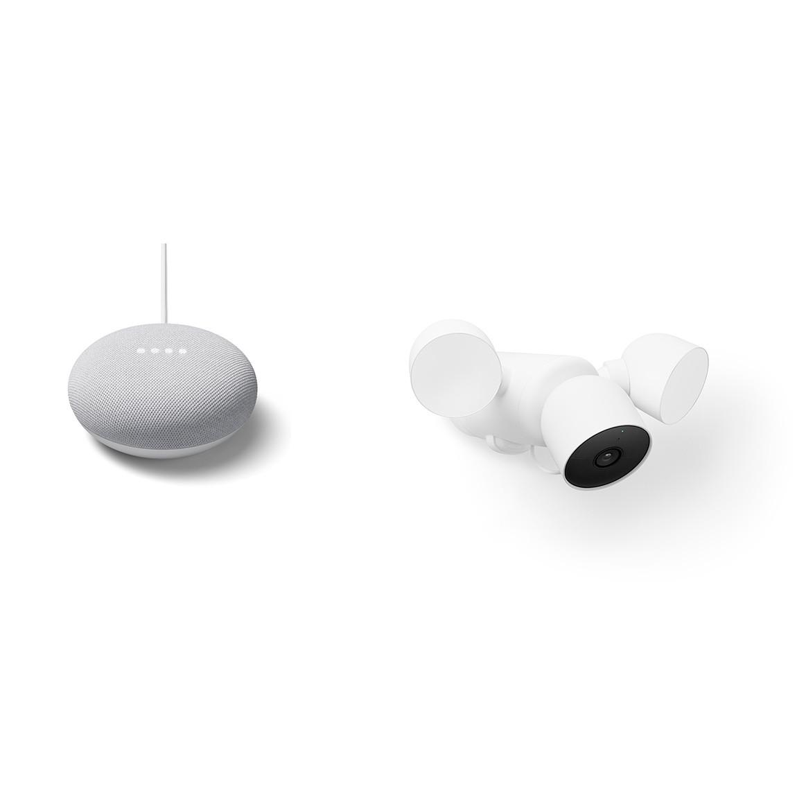 Google Nest Cam mit Flutlicht (Outdoor, mit Kabel) + gratis Google Nest Mini