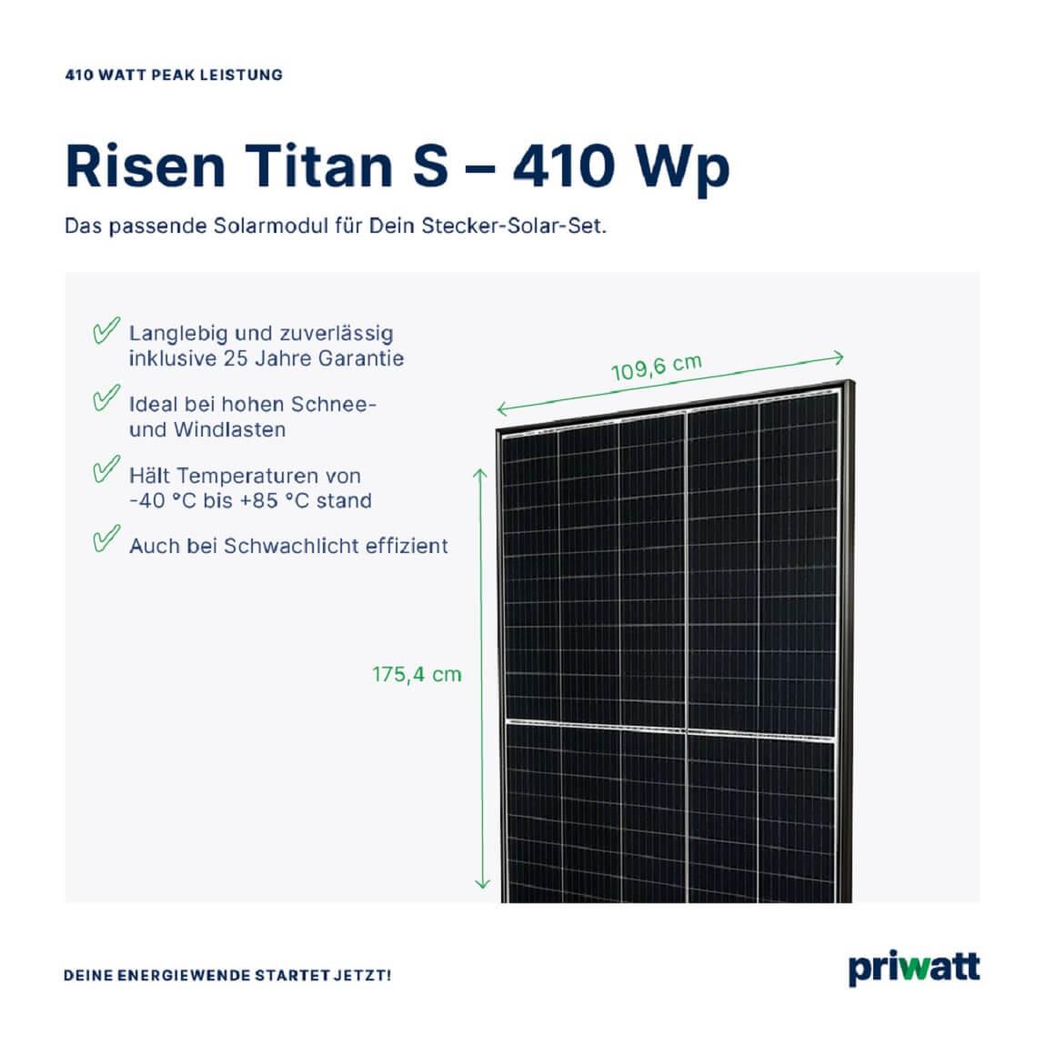 priwatt priFlat Garden Duo (2x 410W) - Garten Solarkraftwerk - Schwarz