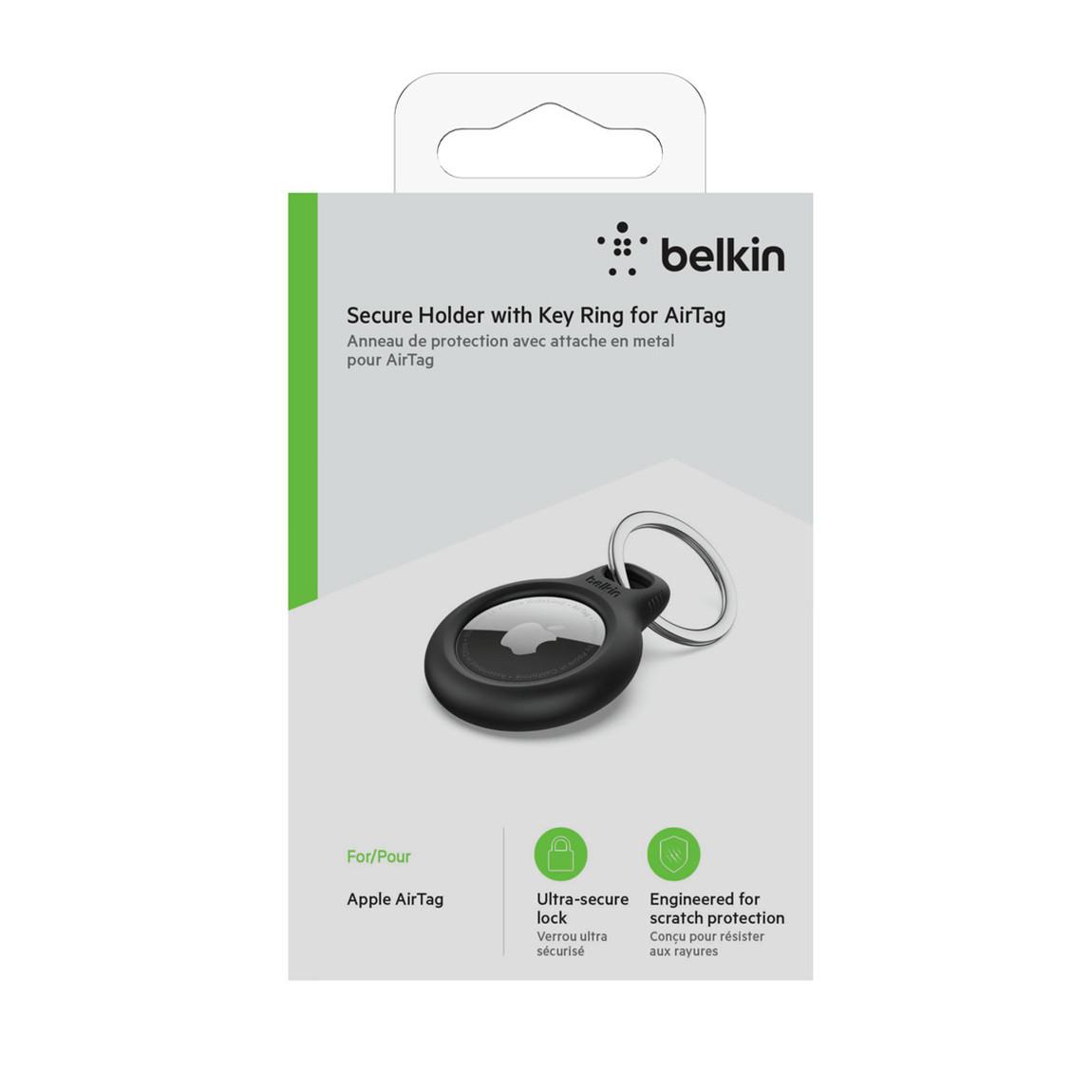 Belkin Secure Holder mit Schlüsselanhänger für Apple AirTag - Frontalansicht Verpackung