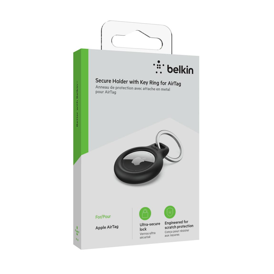 Belkin Secure Holder mit Schlüsselanhänger für Apple AirTag - Seitenansicht Verpackung