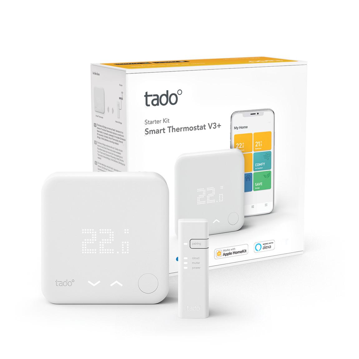 tado° Smartes Thermostat Starter Kit V3+ für Wohnungen mit Raumthermostat  Verpackung 